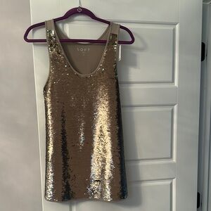 LOFT Gold Sequin Tank Top Glamorous Party Style